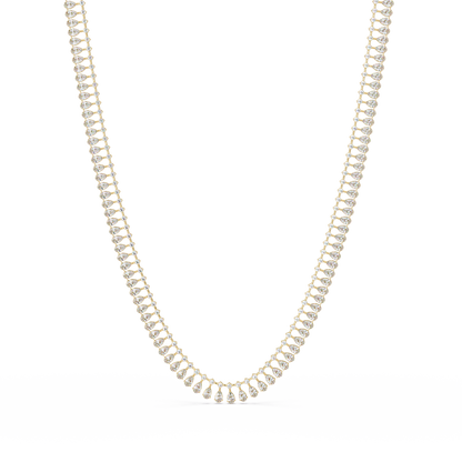 19.44 Carat Pear And Round Diamond Tennis Necklace In 14K Gold Lab Grown