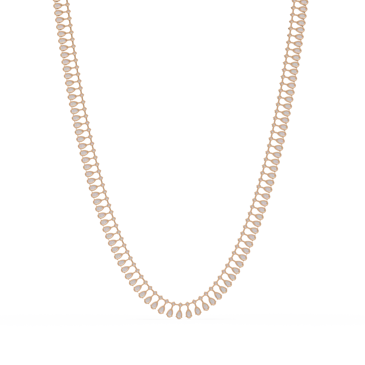 19.44 Carat Pear And Round Diamond Tennis Necklace In 14K Gold Lab Grown