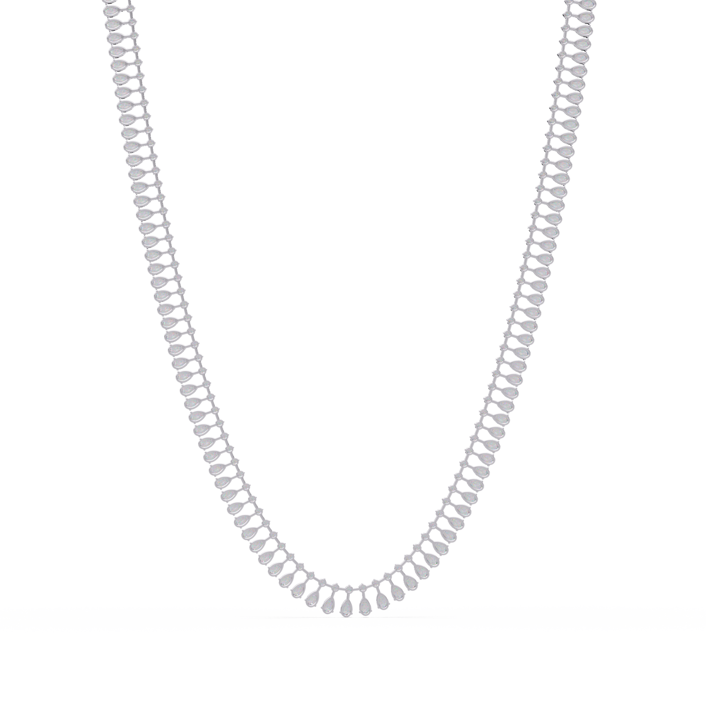 19.44 Carat Pear And Round Diamond Tennis Necklace In 14K Gold Lab Grown