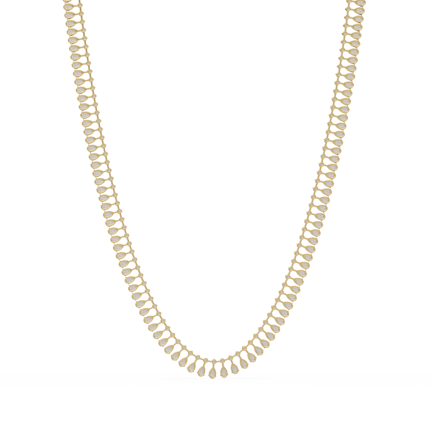 19.44 Carat Pear And Round Diamond Tennis Necklace In 14K Gold Lab Grown