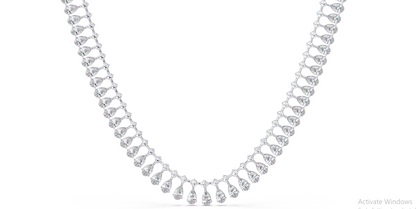 19.44 Carat Pear And Round Diamond Tennis Necklace In 14K Gold Lab Grown