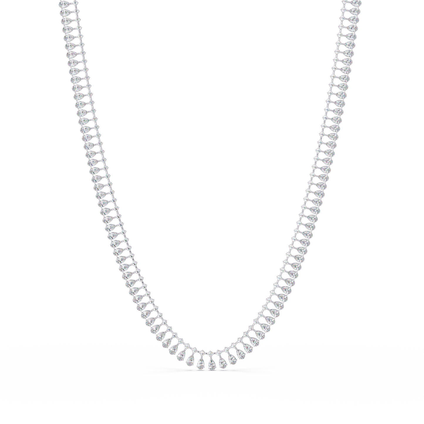 19.44 Carat Pear And Round Diamond Tennis Necklace In 14K Gold Lab Grown