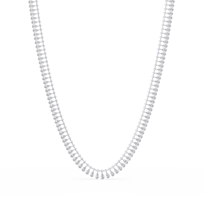 19.44 Carat Pear And Round Diamond Tennis Necklace In 14K Gold Lab Grown