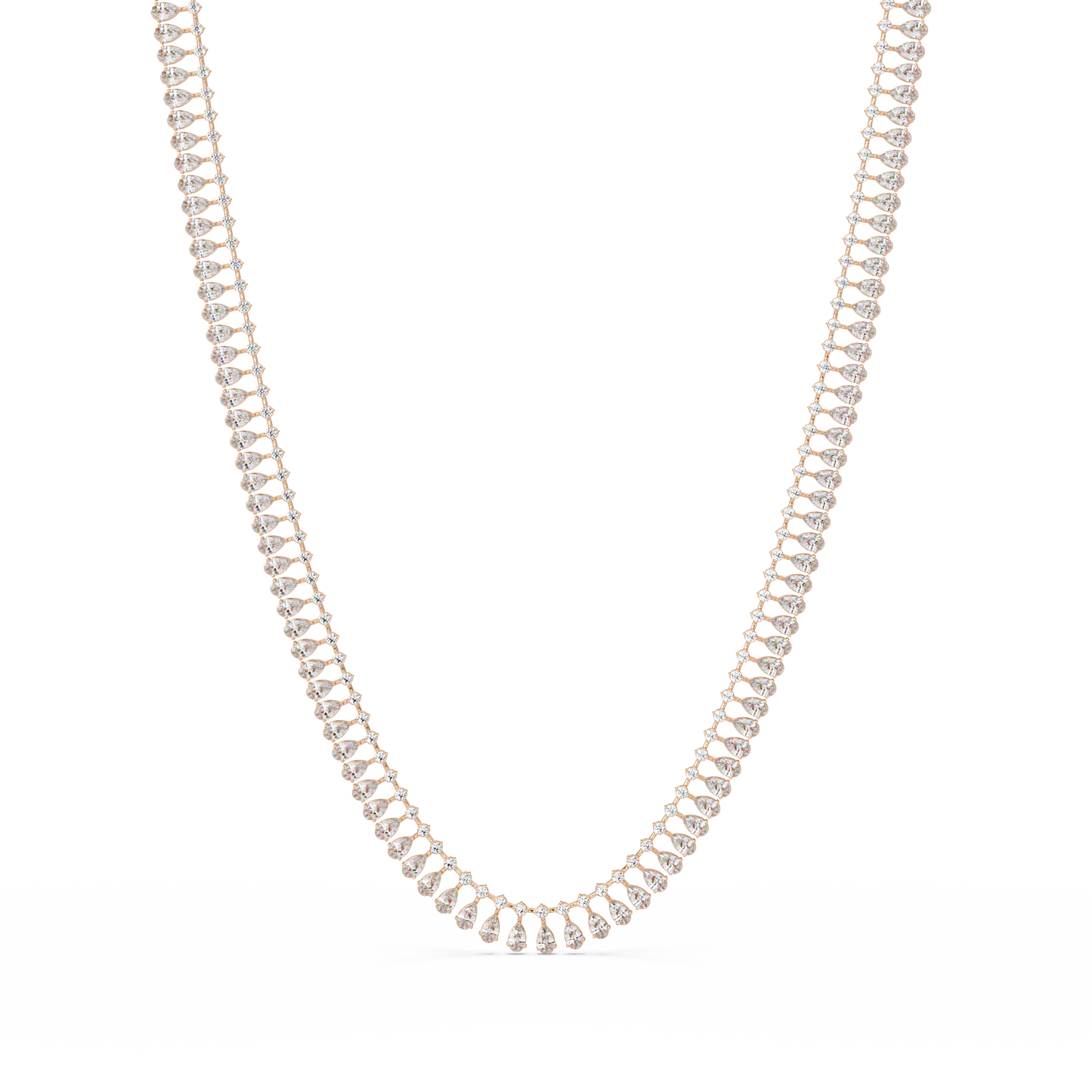 19.44 Carat Pear And Round Diamond Tennis Necklace In 14K Gold Lab Grown