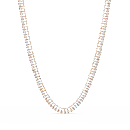 19.44 Carat Pear And Round Diamond Tennis Necklace In 14K Gold Lab Grown