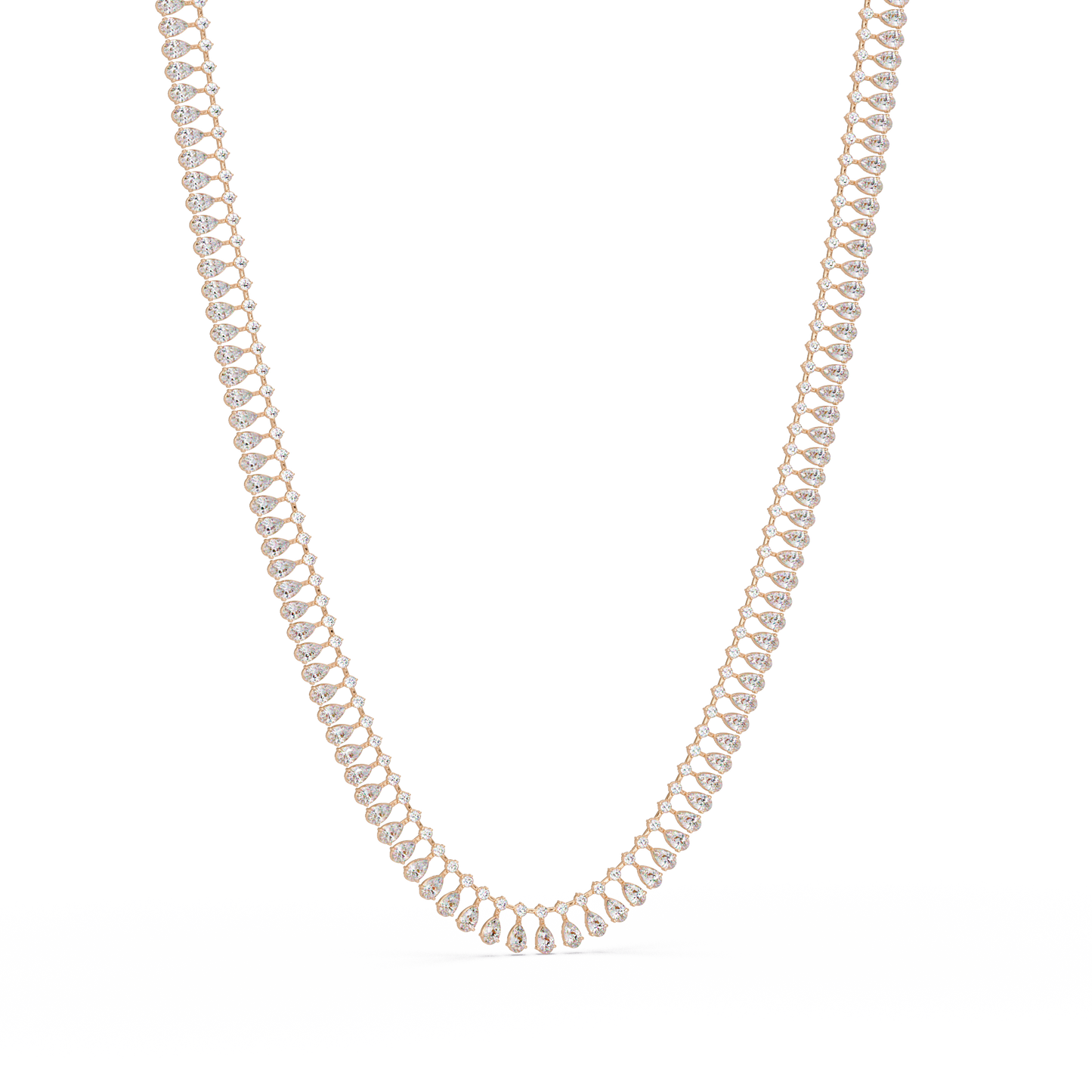 19.44 Carat Pear And Round Diamond Tennis Necklace In 14K Gold Lab Grown