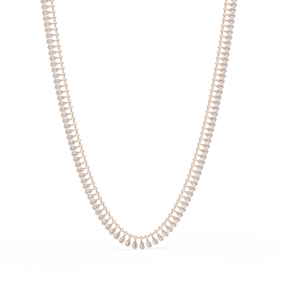 19.44 Carat Pear And Round Diamond Tennis Necklace In 14K Gold Lab Grown