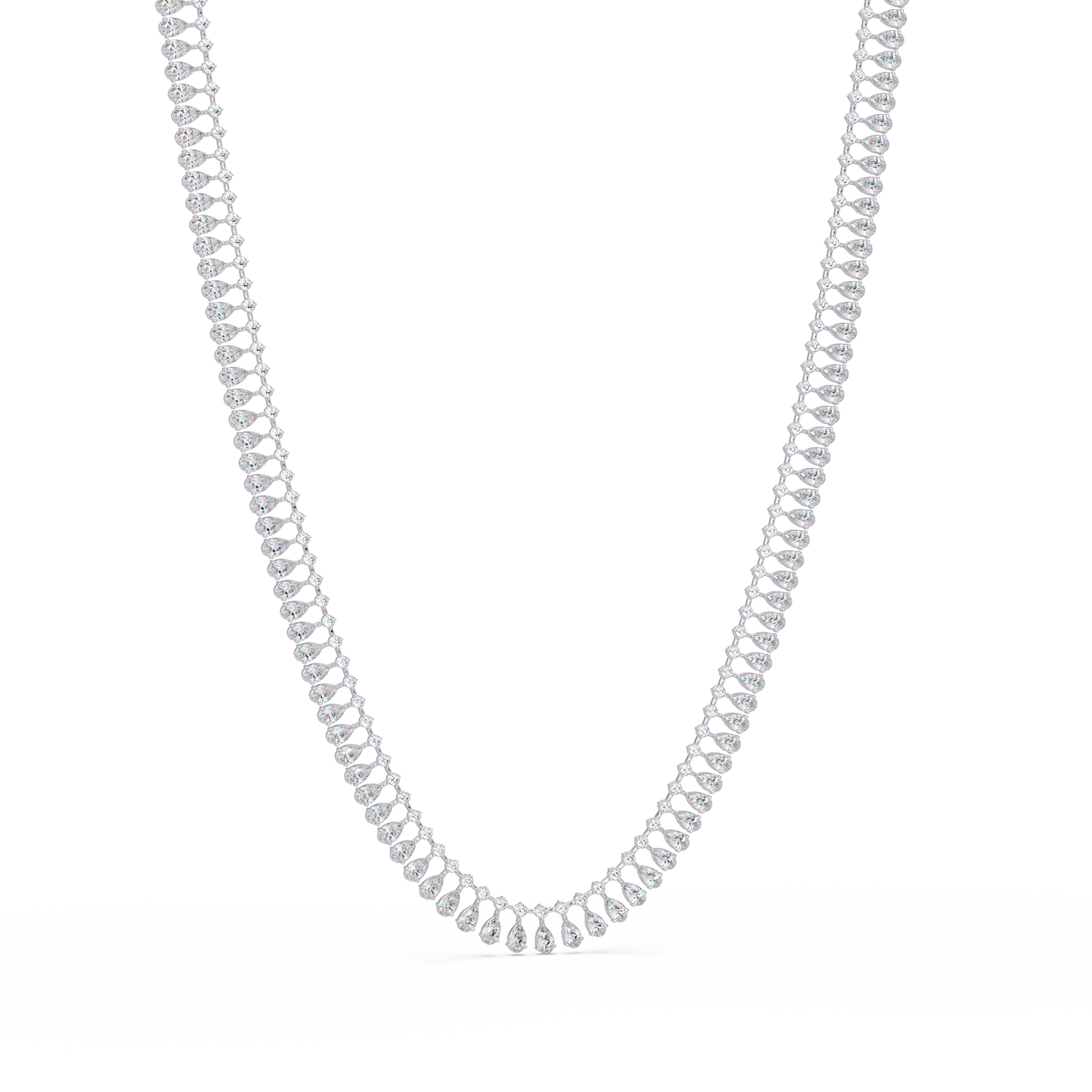 19.44 Carat Pear And Round Diamond Tennis Necklace In 14K Gold Lab Grown