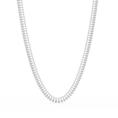 19.44 Carat Pear And Round Diamond Tennis Necklace In 14K Gold Lab Grown