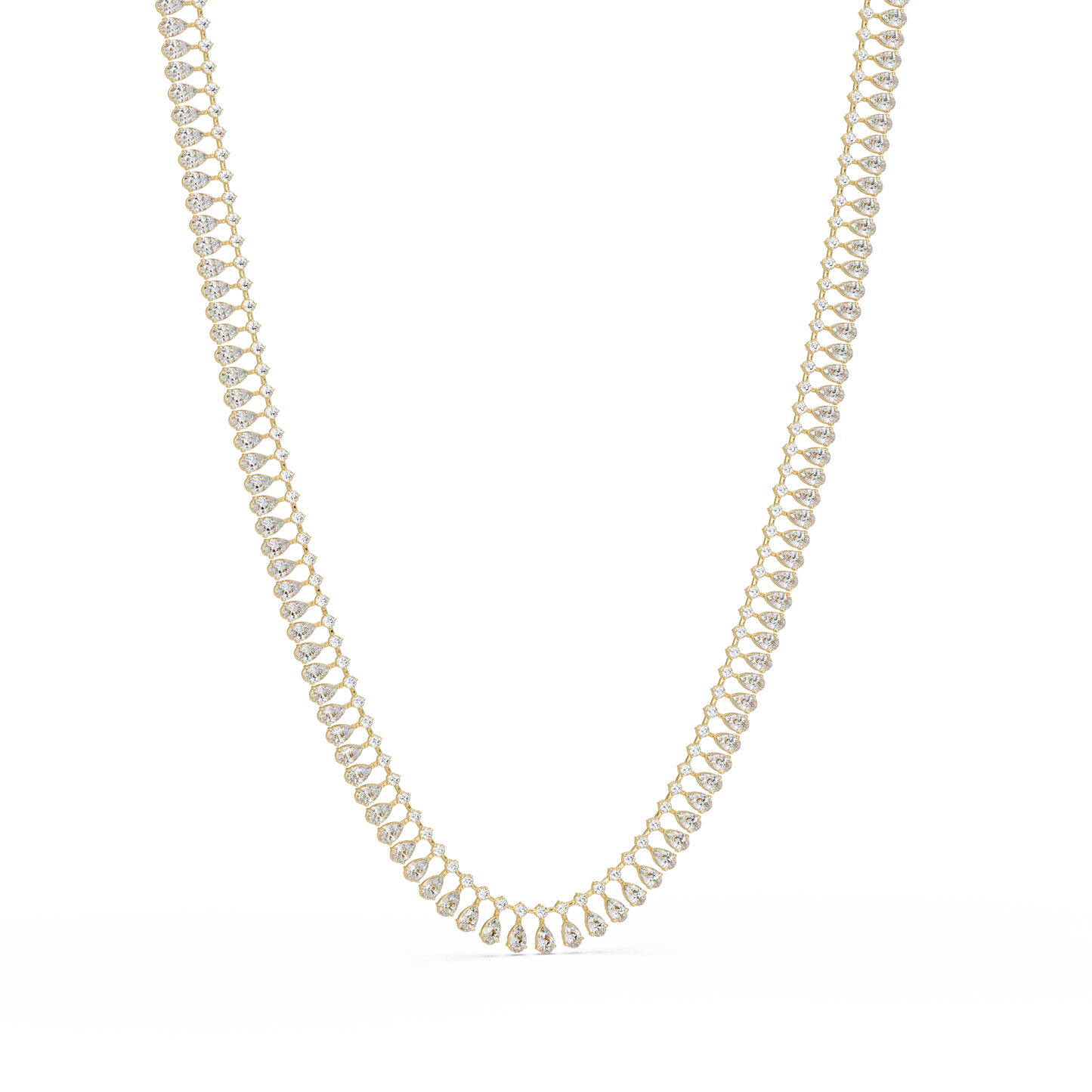 19.44 Carat Pear And Round Diamond Tennis Necklace In 14K Gold Lab Grown