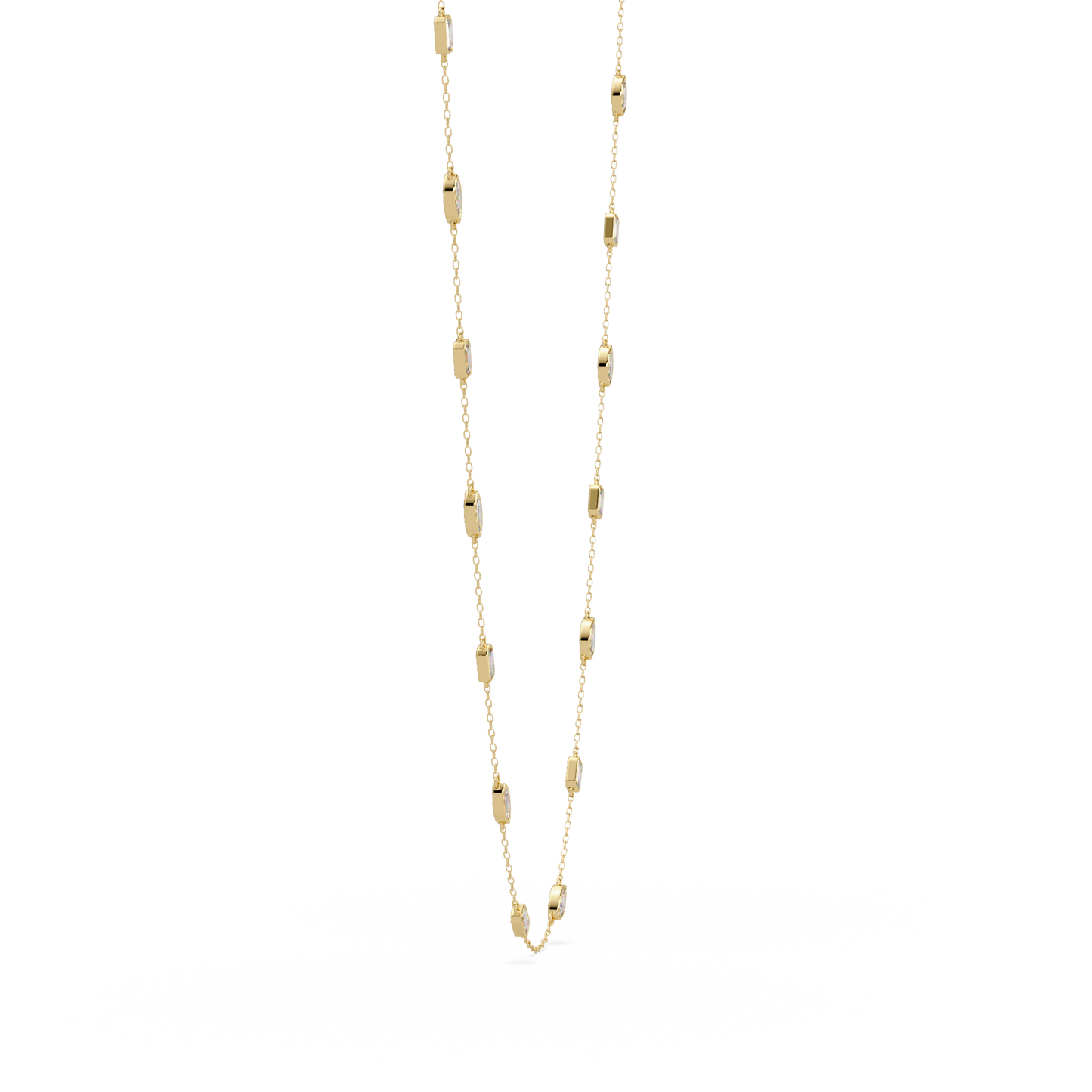 2.78 Ct Marquise And Emerald Diamond Station Necklace In 14K Gold Lab Grown