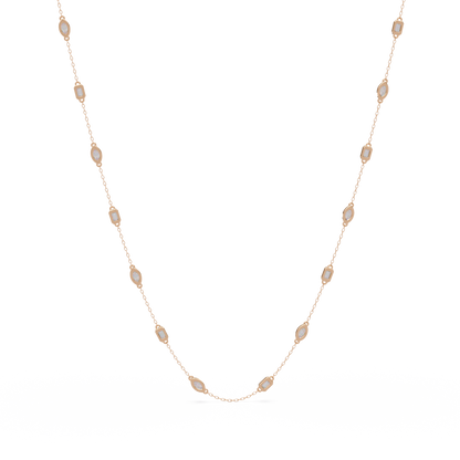 2.78 Ct Marquise And Emerald Diamond Station Necklace In 14K Gold Lab Grown