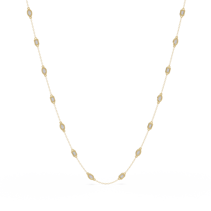 2.78 Ct Marquise And Emerald Diamond Station Necklace In 14K Gold Lab Grown