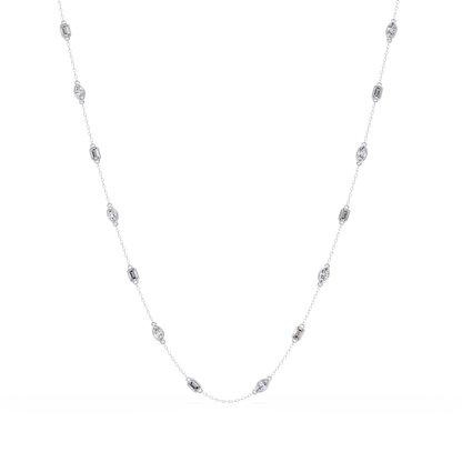 2.78 Ct Marquise And Emerald Diamond Station Necklace In 14K Gold Lab Grown
