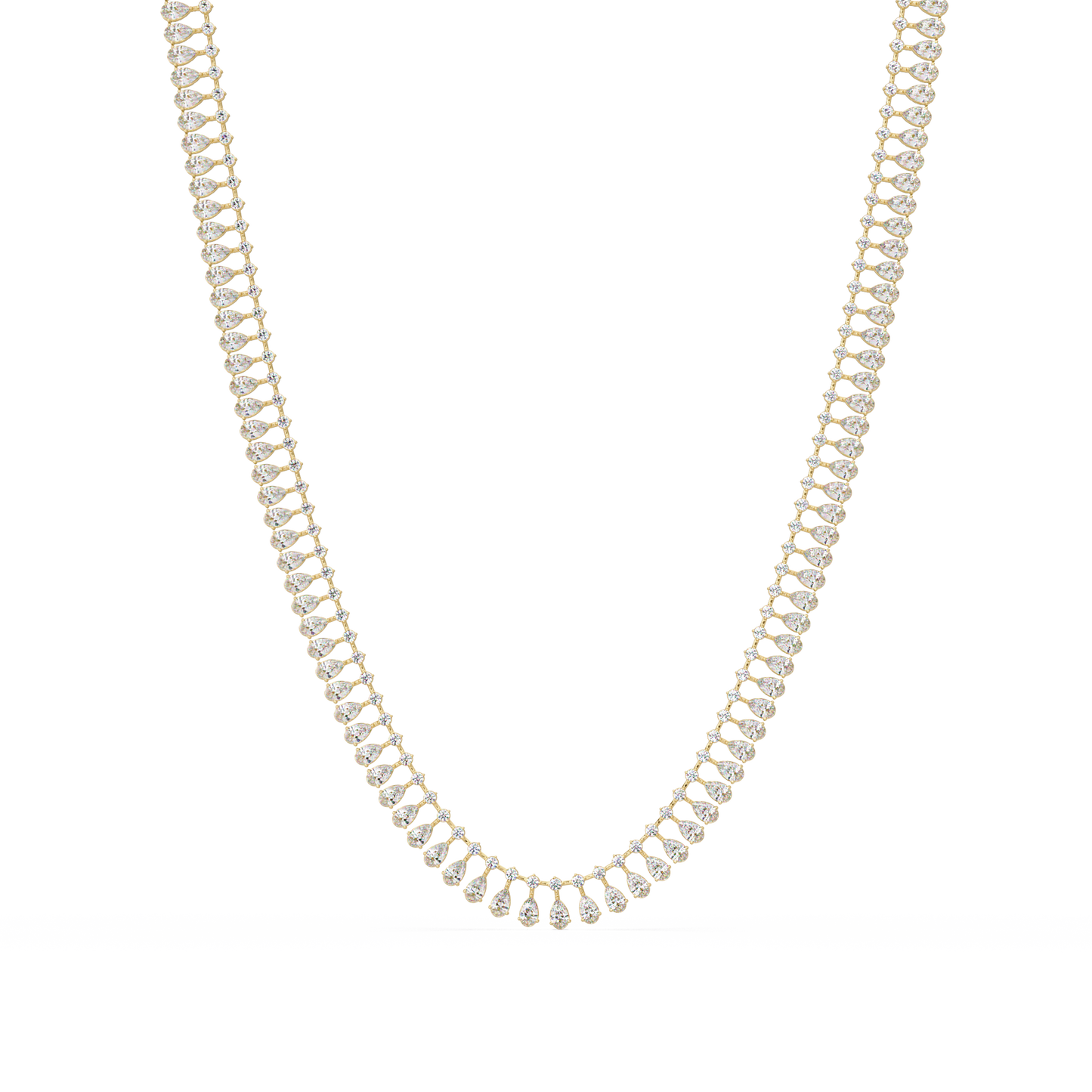 19.44 Ct Pear and Round Diamond Tennis Necklace 14K Gold Lab Grown Diamonds