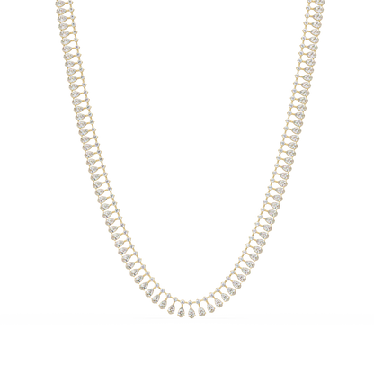 19.44 Ct Pear and Round Diamond Tennis Necklace 14K Gold Lab Grown Diamonds