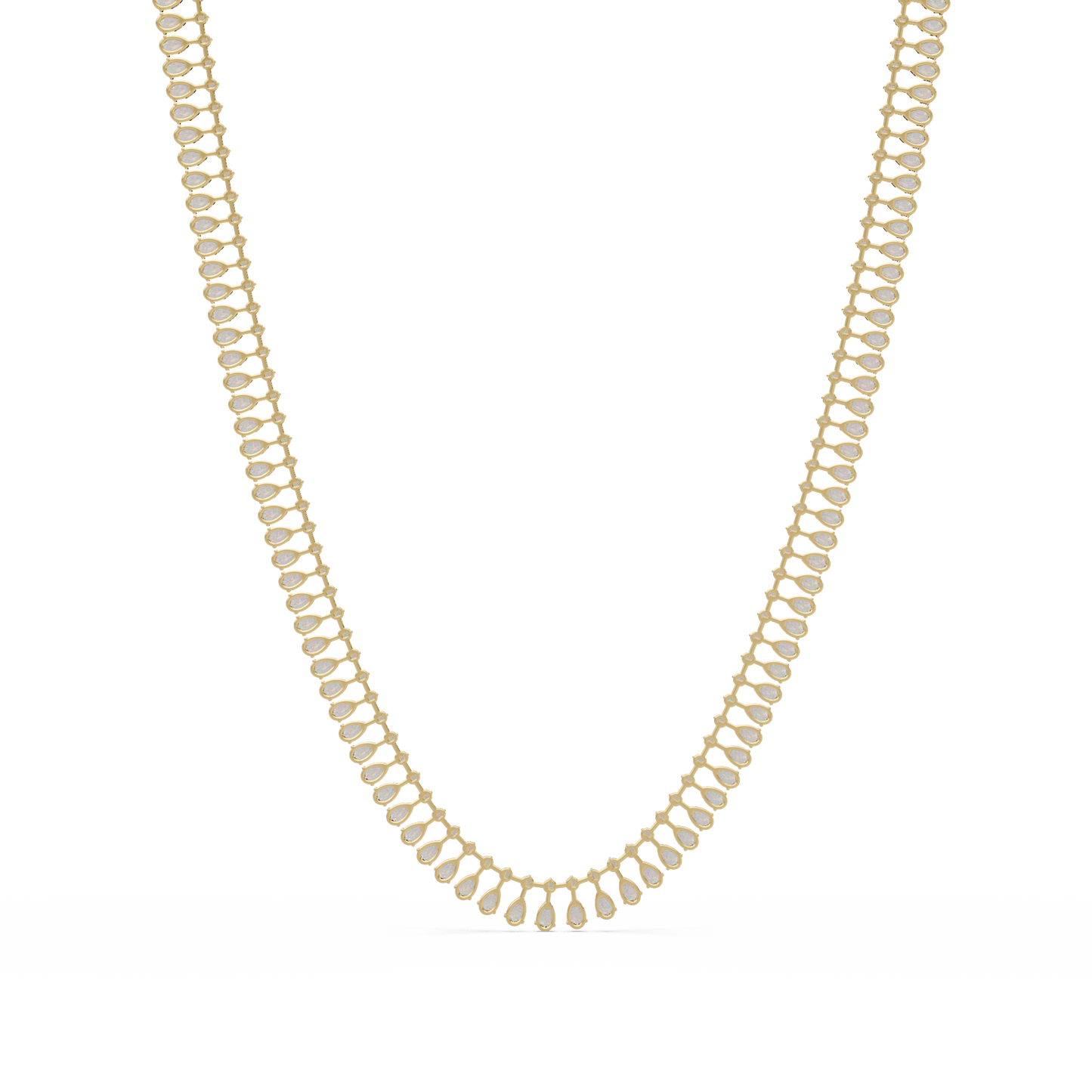 19.44 Ct Pear and Round Diamond Tennis Necklace 14K Gold Lab Grown Diamonds