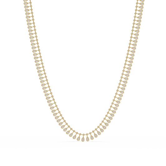 19.44 Ct Pear and Round Diamond Tennis Necklace 14K Gold Lab Grown Diamonds