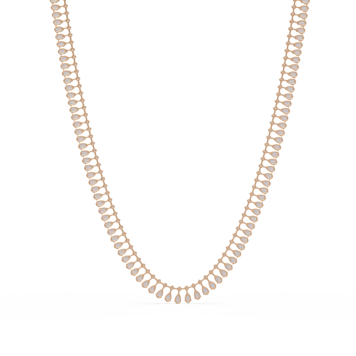 19.44 Ct Pear and Round Diamond Tennis Necklace 14K Gold Lab Grown Diamonds
