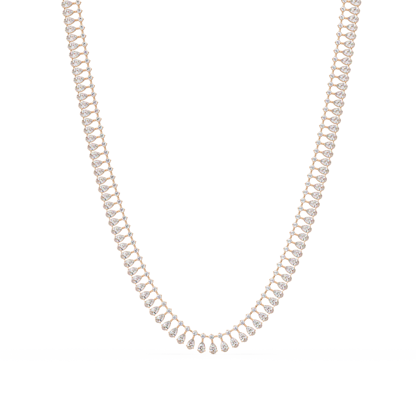 19.44 Ct Pear and Round Diamond Tennis Necklace 14K Gold Lab Grown Diamonds