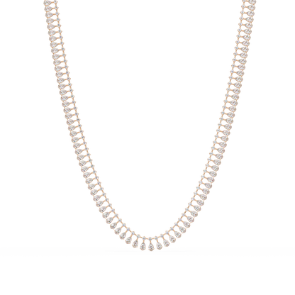 19.44 Ct Pear and Round Diamond Tennis Necklace 14K Gold Lab Grown Diamonds