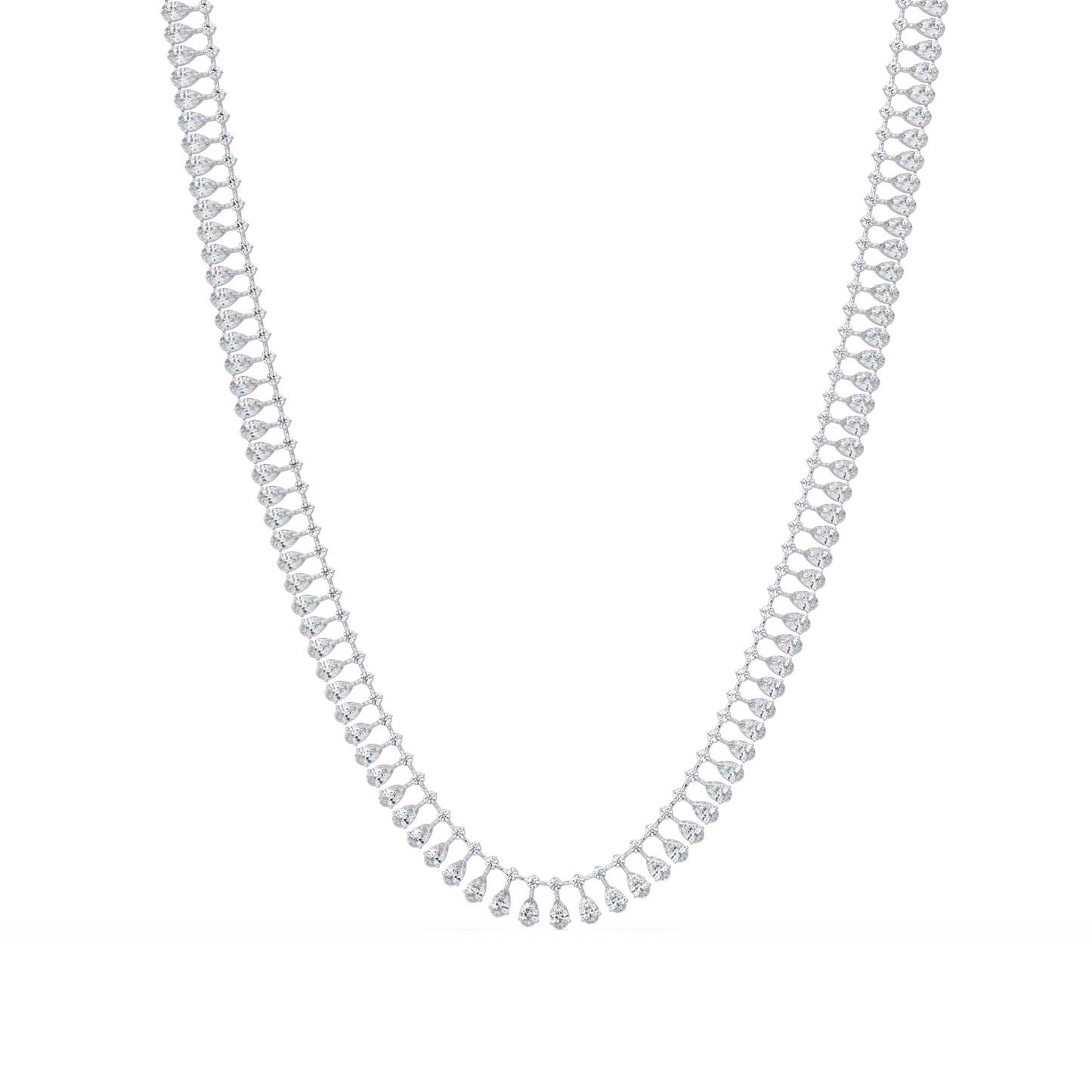 19.44 Ct Pear and Round Diamond Tennis Necklace 14K Gold Lab Grown Diamonds