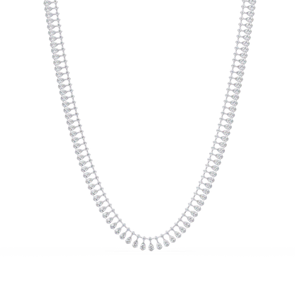 19.44 Ct Pear and Round Diamond Tennis Necklace 14K Gold Lab Grown Diamonds