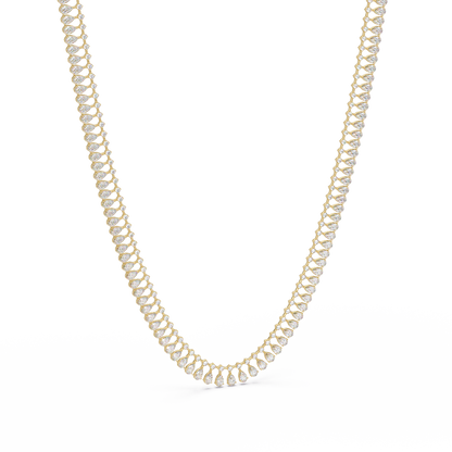 19.44 Ct Pear and Round Diamond Tennis Necklace 14K Gold Lab Grown Diamonds