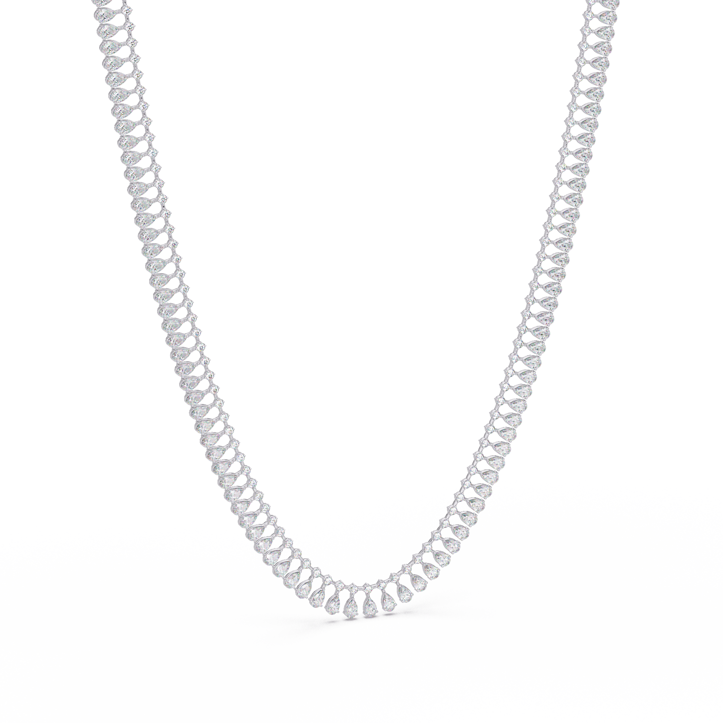 19.44 Ct Pear and Round Diamond Tennis Necklace 14K Gold Lab Grown Diamonds