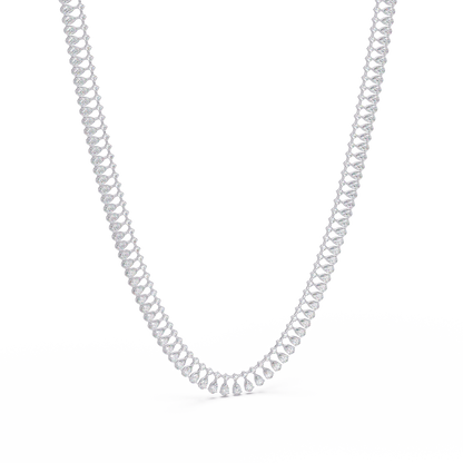 19.44 Ct Pear and Round Diamond Tennis Necklace 14K Gold Lab Grown Diamonds