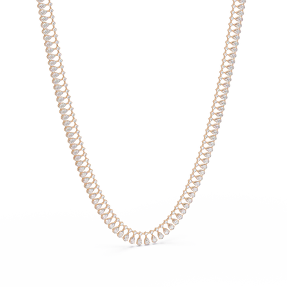 19.44 Ct Pear and Round Diamond Tennis Necklace 14K Gold Lab Grown Diamonds