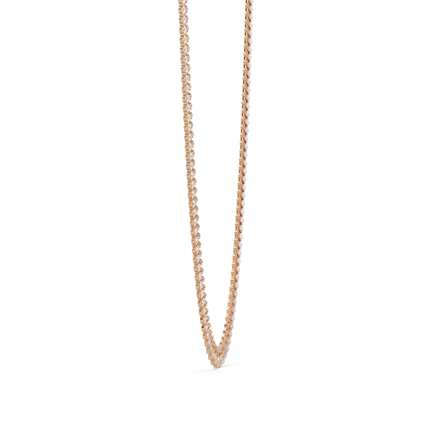 19.44 Ct Pear and Round Diamond Tennis Necklace 14K Gold Lab Grown Diamonds