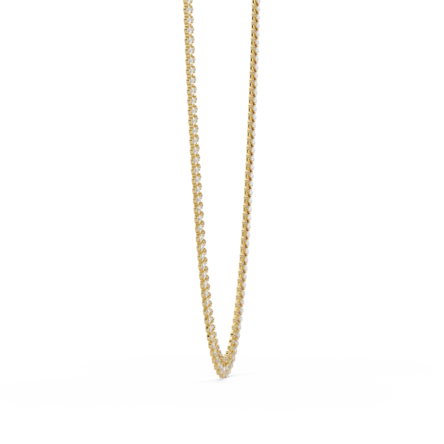 19.44 Ct Pear and Round Diamond Tennis Necklace 14K Gold Lab Grown Diamonds