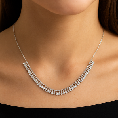 10.06 Ct Pear and Round Diamond Necklace in 14K Gold Lab Grown Diamonds