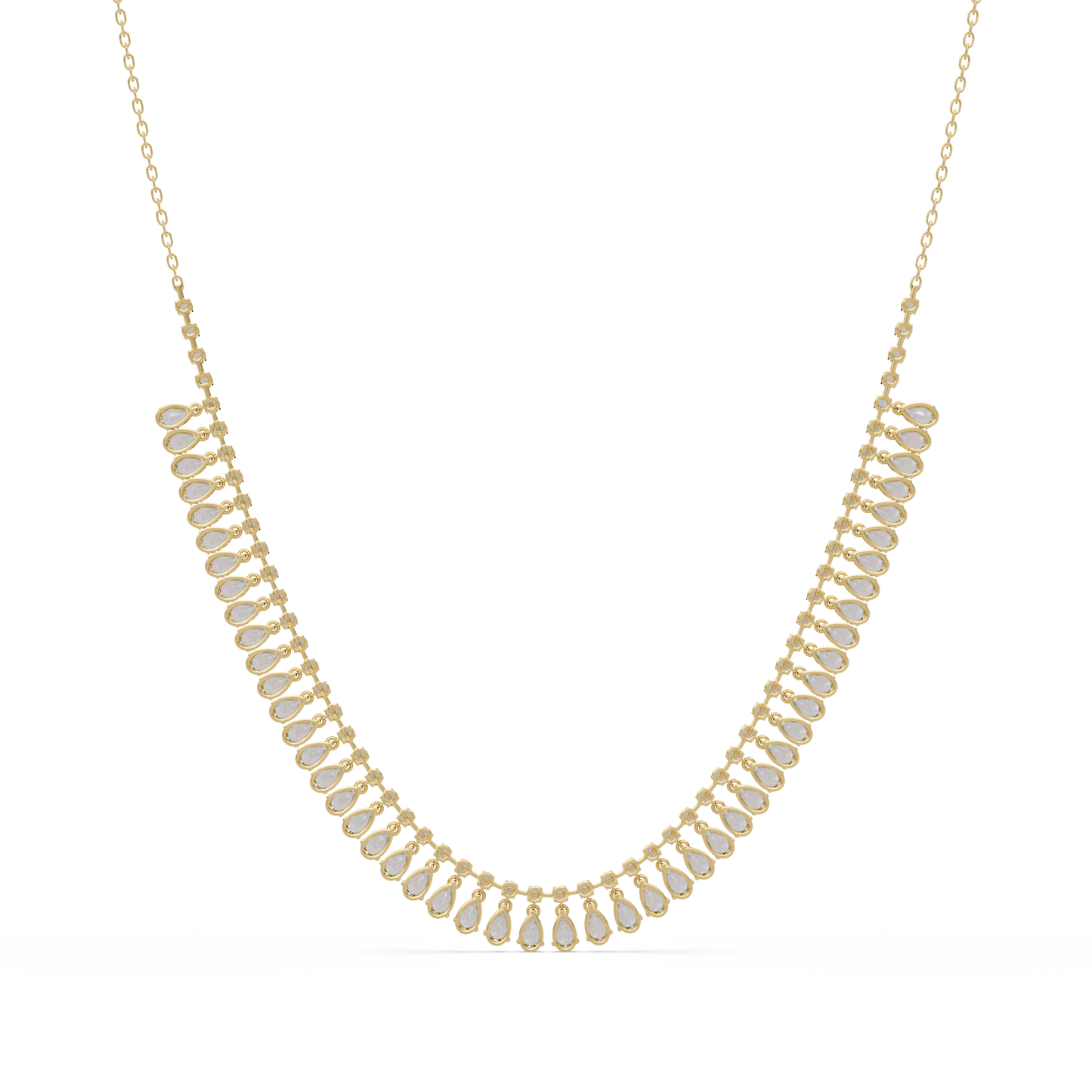 10.06 Ct Pear and Round Diamond Necklace in 14K Gold Lab Grown Diamonds