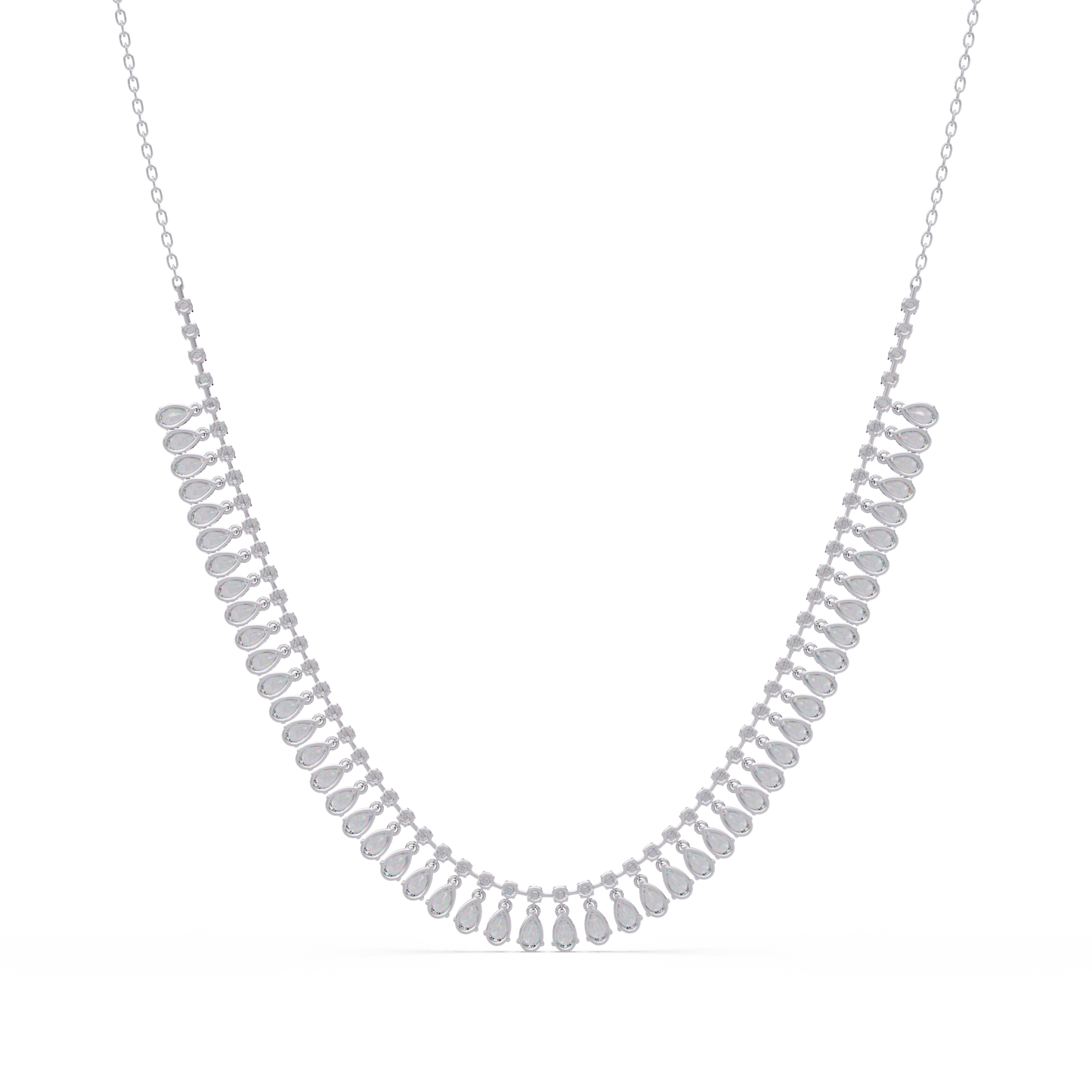 10.06 Ct Pear and Round Diamond Necklace in 14K Gold Lab Grown Diamonds