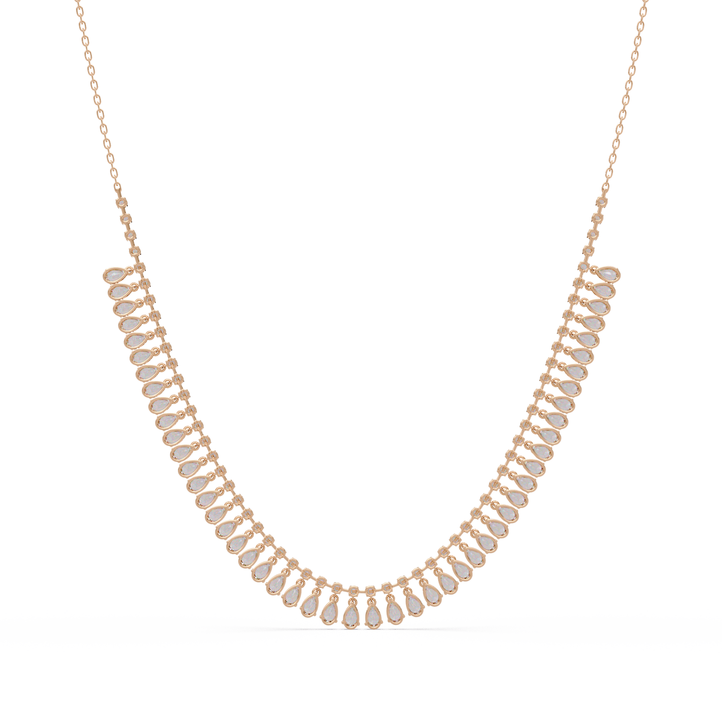 10.06 Ct Pear and Round Diamond Necklace in 14K Gold Lab Grown Diamonds