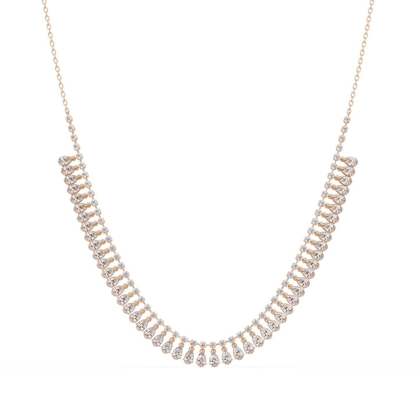 10.06 Ct Pear and Round Diamond Necklace in 14K Gold Lab Grown Diamonds