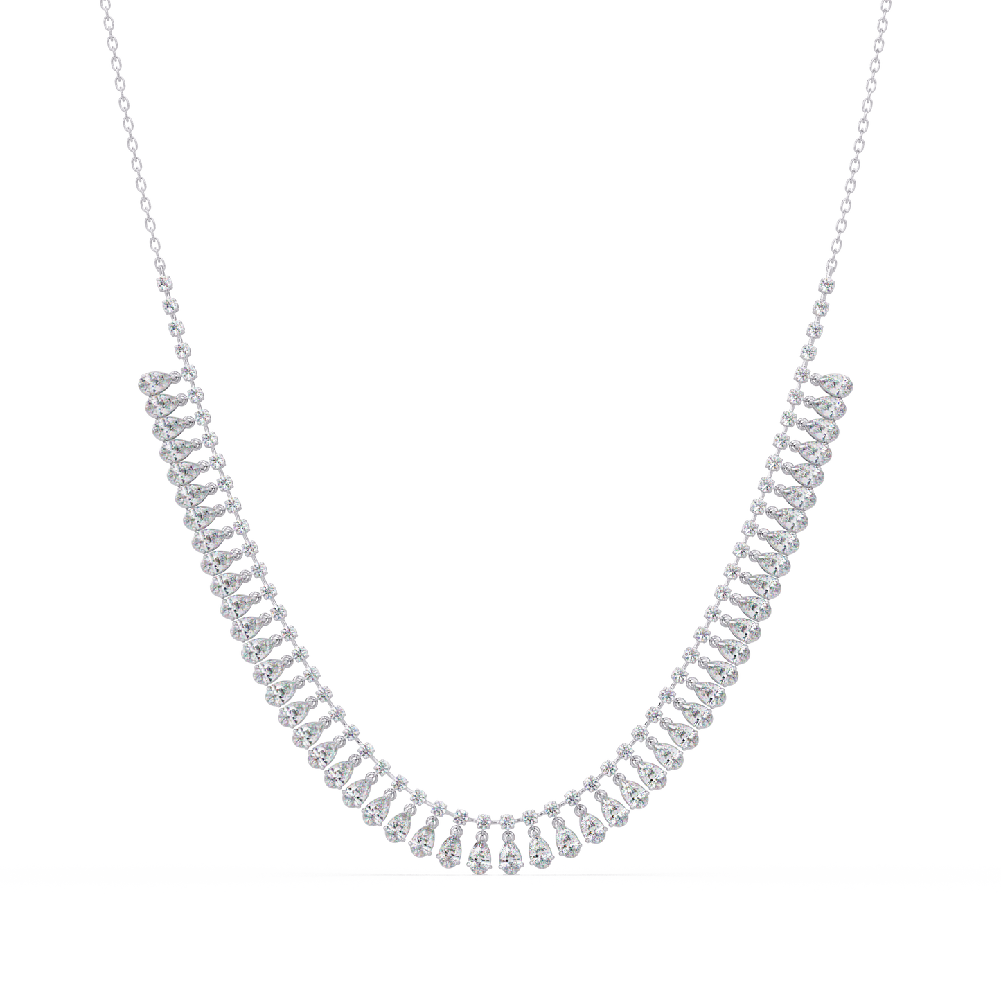 10.06 Ct Pear and Round Diamond Necklace in 14K Gold Lab Grown Diamonds