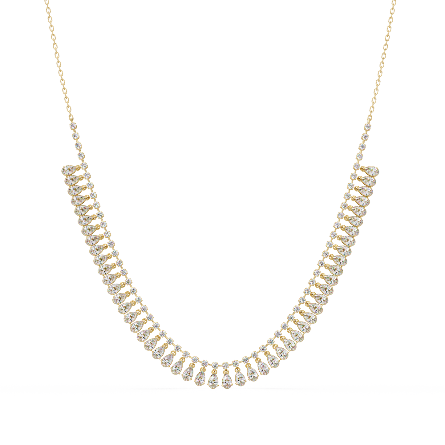 10.06 Ct Pear and Round Diamond Necklace in 14K Gold Lab Grown Diamonds