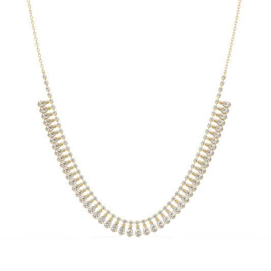 10.06 Ct Pear and Round Diamond Necklace in 14K Gold Lab Grown Diamonds