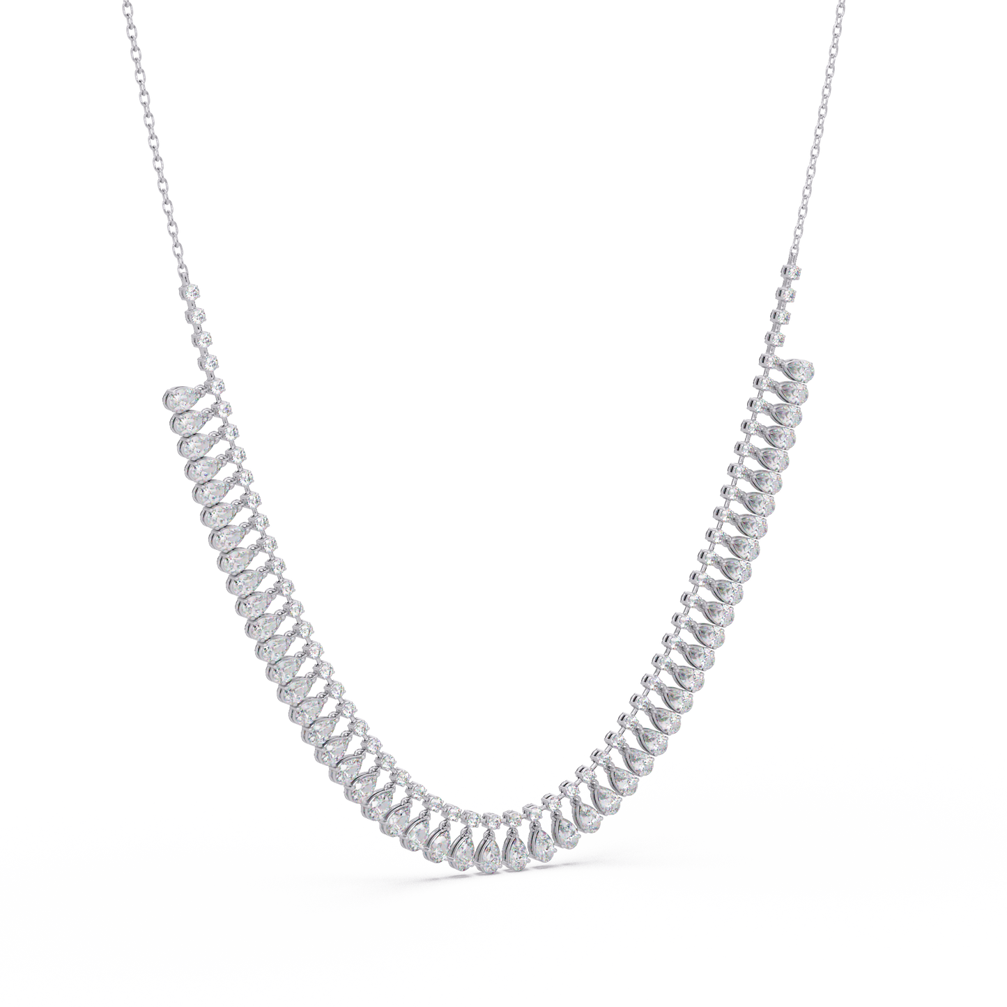 10.06 Ct Pear and Round Diamond Necklace in 14K Gold Lab Grown Diamonds