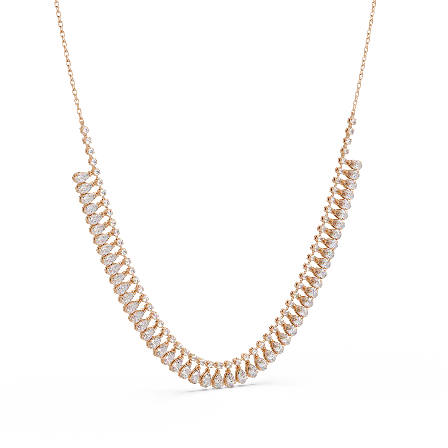 10.06 Ct Pear and Round Diamond Necklace in 14K Gold Lab Grown Diamonds