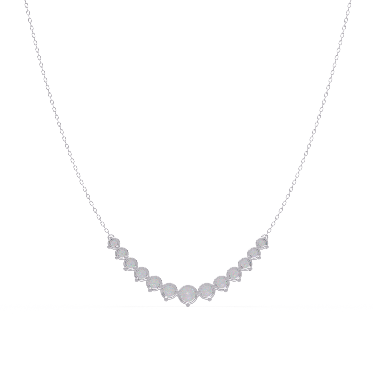 5.56 Ct Graduated Round Diamond Necklace 14K Gold Lab Grown