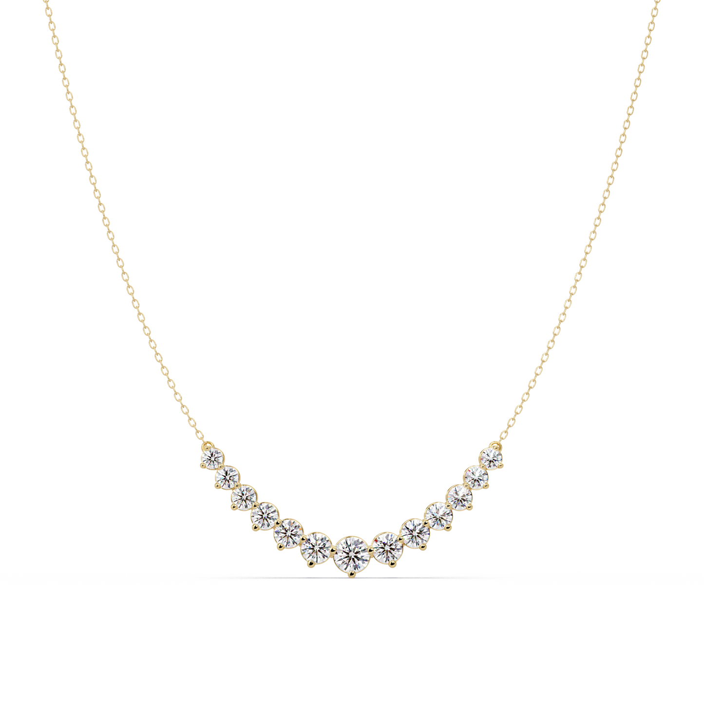 5.56 Ct Graduated Round Diamond Necklace 14K Gold Lab Grown
