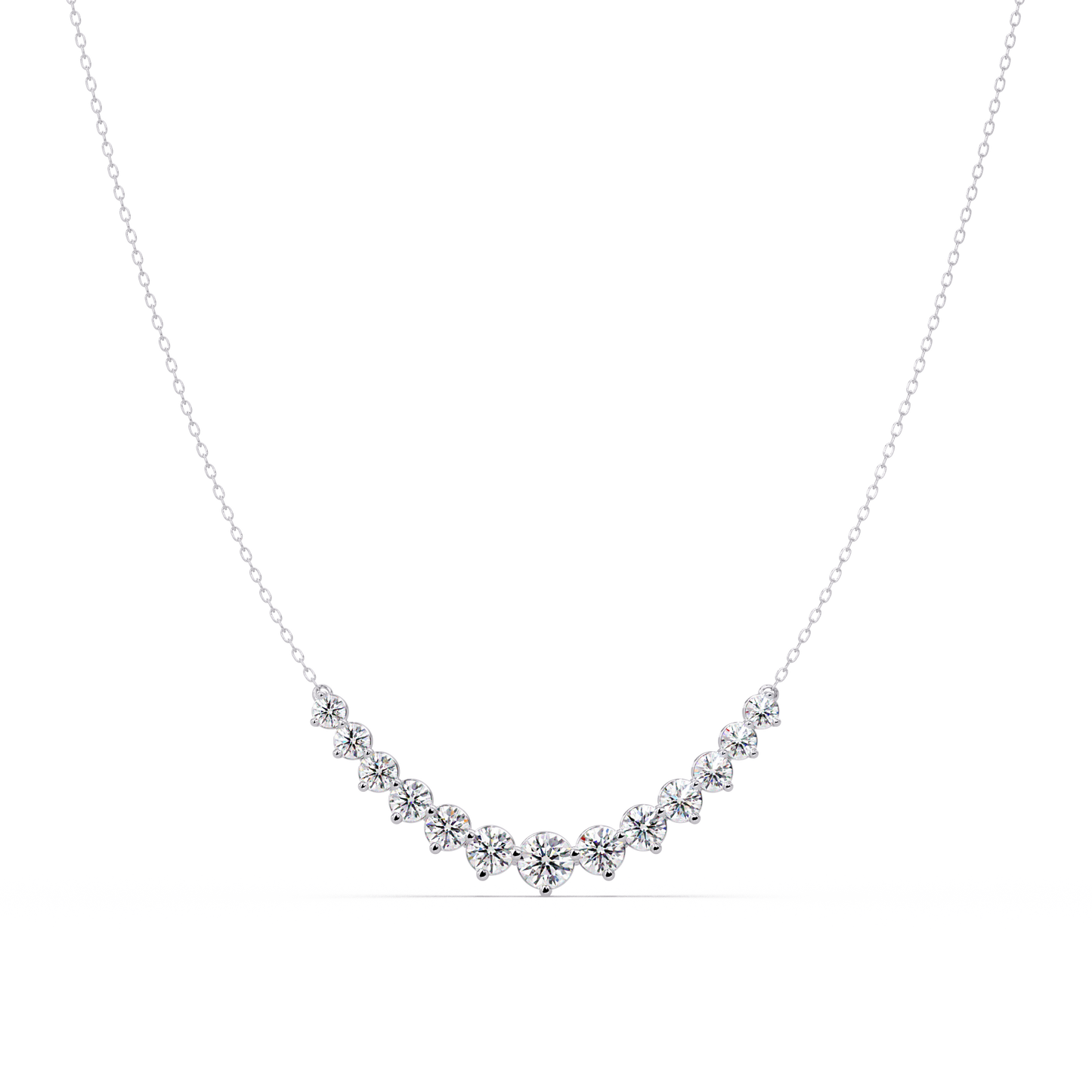 5.56 Ct Graduated Round Diamond Necklace 14K Gold Lab Grown