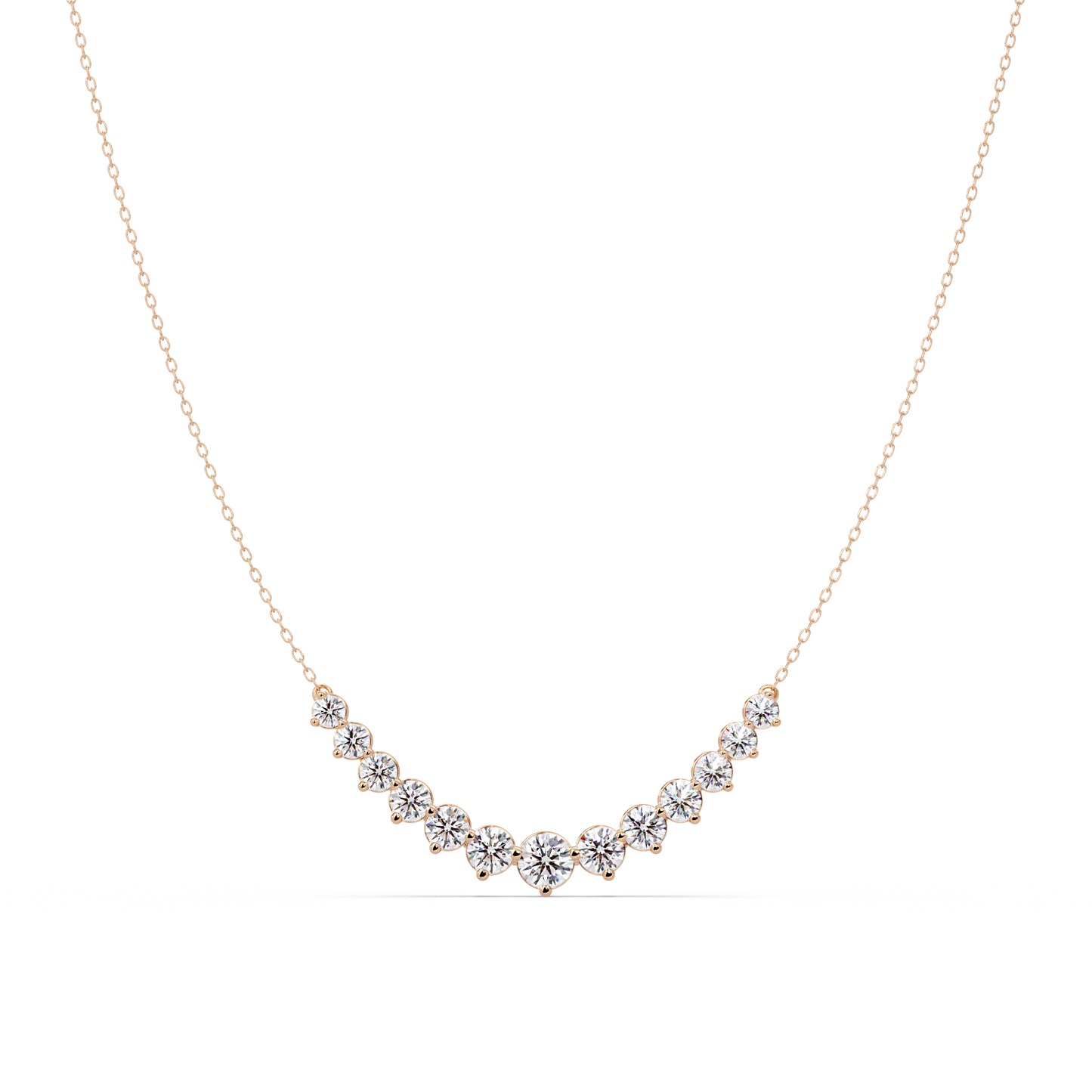 5.56 Ct Graduated Round Diamond Necklace 14K Gold Lab Grown