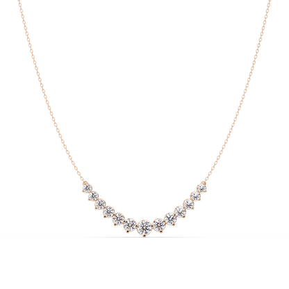 5.56 Ct Graduated Round Diamond Necklace 14K Gold Lab Grown