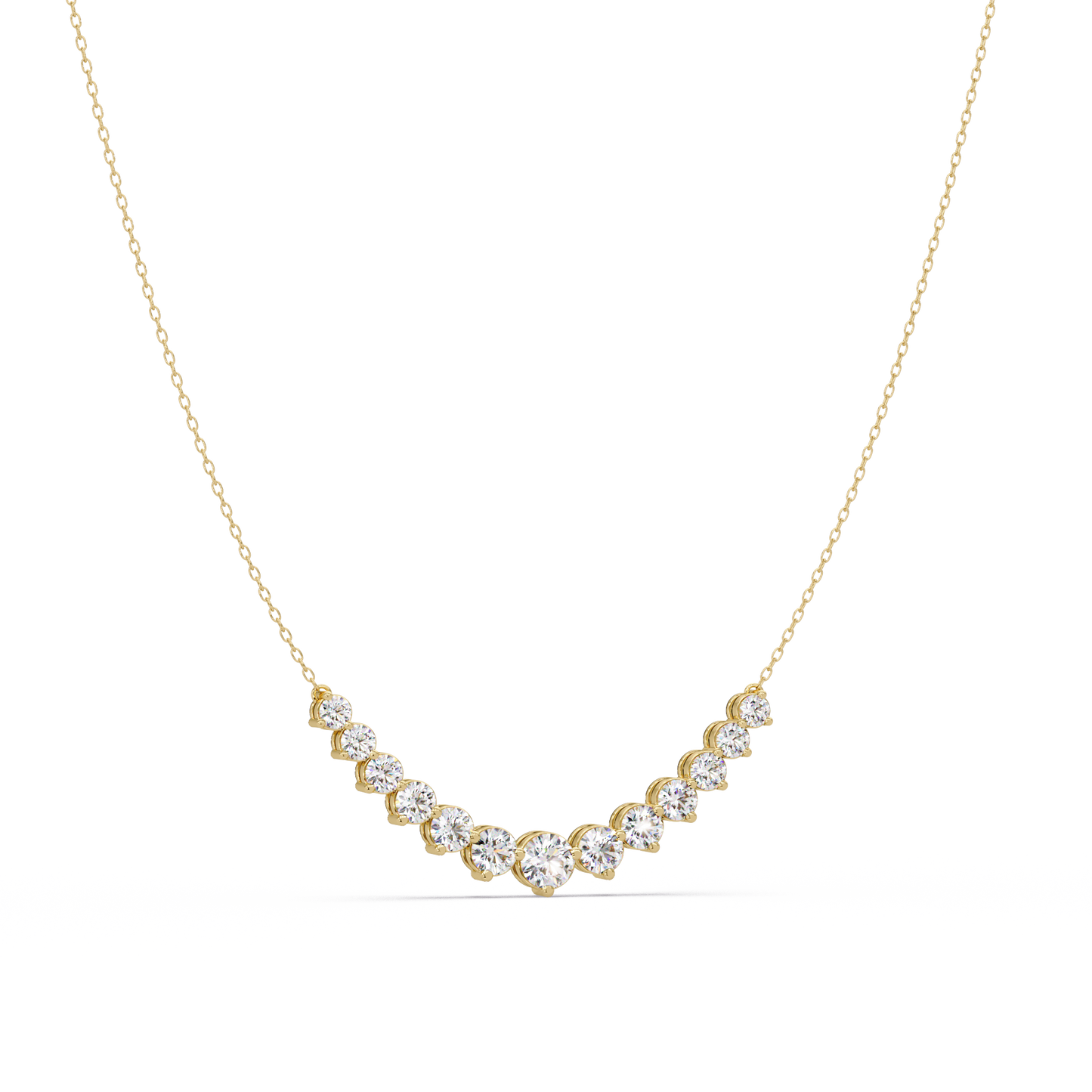 5.56 Ct Graduated Round Diamond Necklace 14K Gold Lab Grown