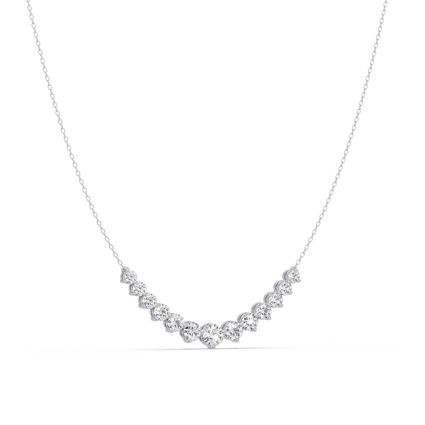 5.56 Ct Graduated Round Diamond Necklace 14K Gold Lab Grown
